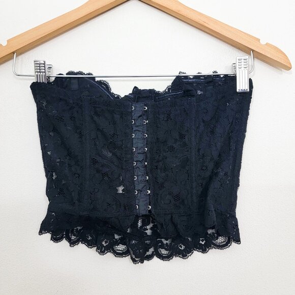 Vintage 90s La Perla Black Lace Bow Bustier Corset Top XS - Picture 4 of 7